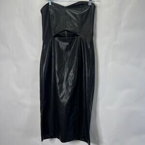 Kiind Of Faux Leather Midi Pensil Skirt Strapless Dress Size 6